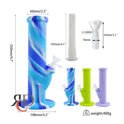SILICONE WATER PIPE 10" STRAIGHT PRINTED WPS1258 1CT